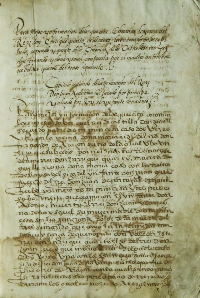 Crónica de los Reyes Católicos. Manuscrito, 1563-1569. Biblioteca Lázaro Galdiano, inventario 15135.